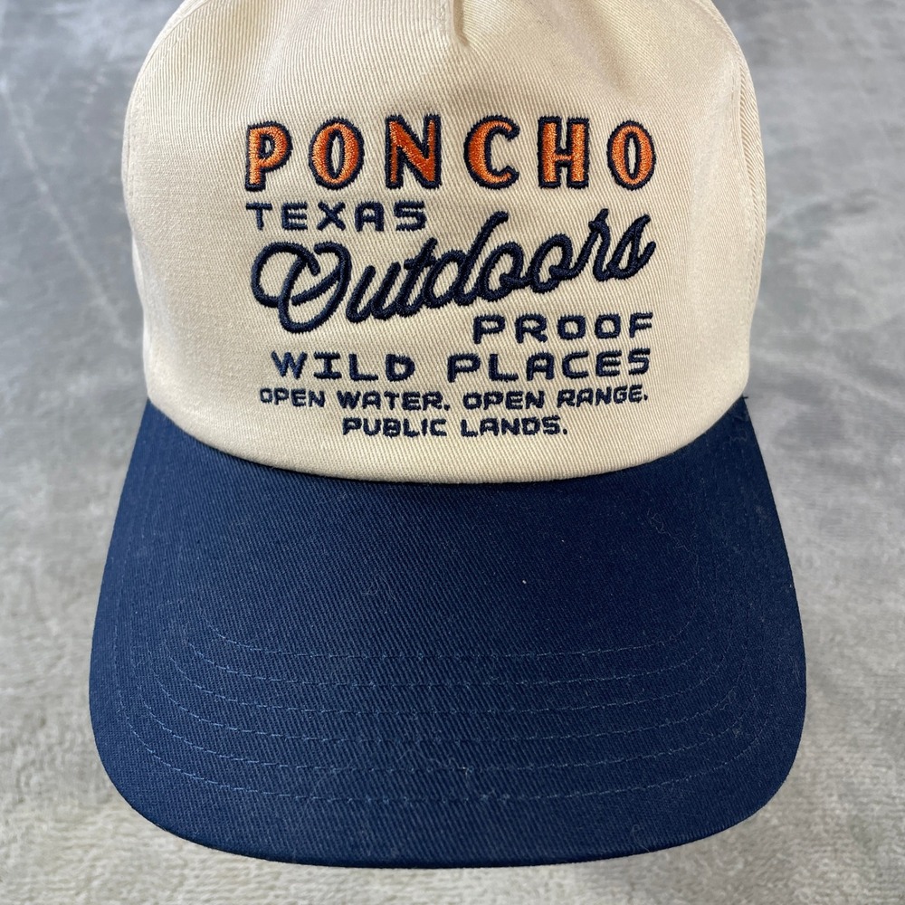 Poncho Outdoors Hat Cap Texas Wild Places Snapback Beige Blue Western